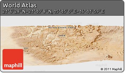 Satellite Panoramic Map of the Area around 21° 23' 18" N, 16° 13' 30" E