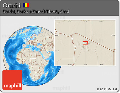 Shaded Relief Location Map of Omchi