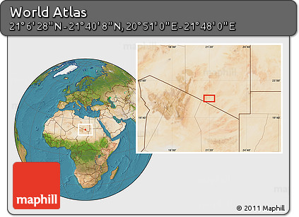 Satellite Location Map of the Area around 21° 23' 18" N, 21° 19' 30" E