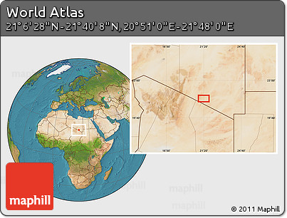 Satellite Location Map of the Area around 21° 23' 18" N, 21° 19' 30" E