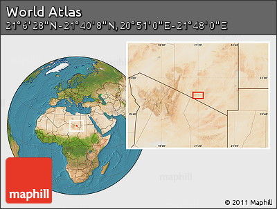 Satellite Location Map of the Area around 21° 23' 18" N, 21° 19' 30" E