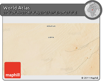 Satellite 3D Map of the Area around 21° 23' 18" N, 23° 52' 30" E