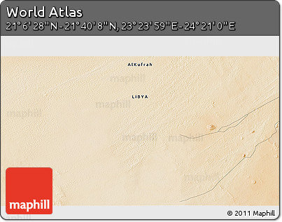 Satellite 3D Map of the Area around 21° 23' 18" N, 23° 52' 30" E