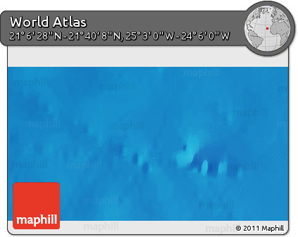 Physical 3D Map of the Area around 21° 23' 18" N, 24° 34' 30" W