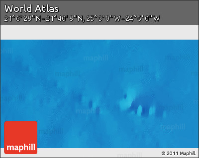 Physical 3D Map of the Area around 21° 23' 18" N, 24° 34' 30" W