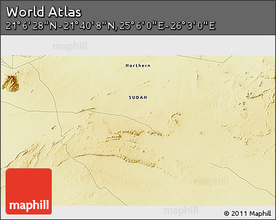 Physical 3D Map of the Area around 21° 23' 18" N, 25° 34' 30" E
