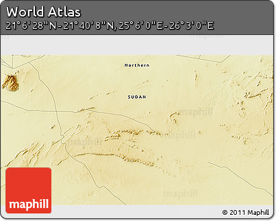 Physical 3D Map of the Area around 21° 23' 18" N, 25° 34' 30" E