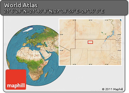 Satellite Location Map of the Area around 21° 23' 18" N, 28° 7' 30" E