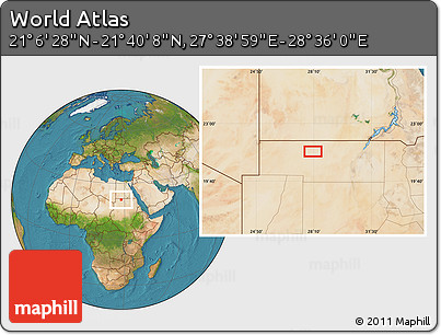 Satellite Location Map of the Area around 21° 23' 18" N, 28° 7' 30" E