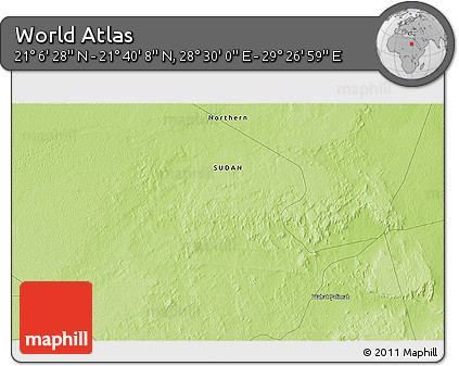 Physical 3D Map of the Area around 21° 23' 18" N, 28° 58' 30" E