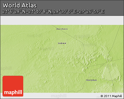 Physical 3D Map of the Area around 21° 23' 18" N, 28° 58' 30" E