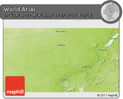Physical 3D Map of the Area around 21° 23' 18" N, 30° 40' 29" E