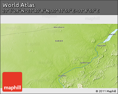 Physical 3D Map of the Area around 21° 23' 18" N, 30° 40' 29" E