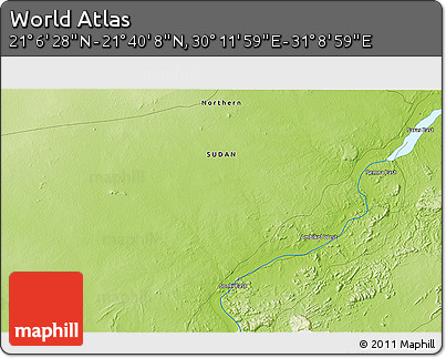 Physical 3D Map of the Area around 21° 23' 18" N, 30° 40' 29" E