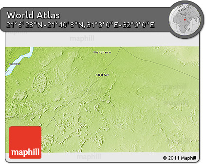Physical 3D Map of the Area around 21° 23' 18" N, 31° 31' 29" E