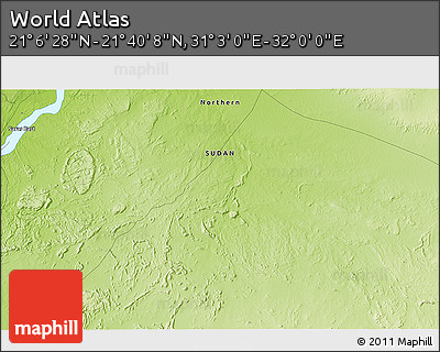 Physical 3D Map of the Area around 21° 23' 18" N, 31° 31' 29" E