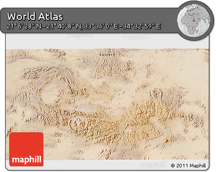 Satellite 3D Map of the Area around 21° 23' 18" N, 34° 4' 30" E