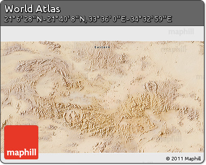 Satellite 3D Map of the Area around 21° 23' 18" N, 34° 4' 30" E