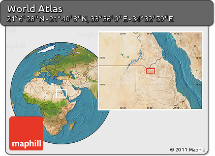 Satellite Location Map of the Area around 21° 23' 18" N, 34° 4' 30" E