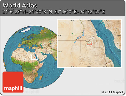 Satellite Location Map of the Area around 21° 23' 18" N, 34° 4' 30" E