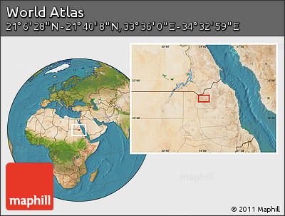 Satellite Location Map of the Area around 21° 23' 18" N, 34° 4' 30" E