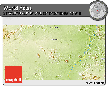 Physical 3D Map of the Area around 21° 23' 18" N, 35° 46' 29" E