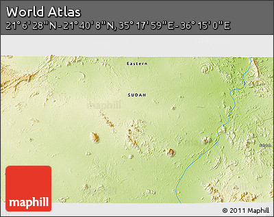 Physical 3D Map of the Area around 21° 23' 18" N, 35° 46' 29" E