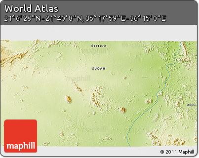 Physical 3D Map of the Area around 21° 23' 18" N, 35° 46' 29" E