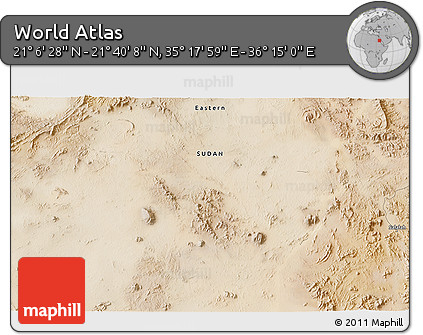 Satellite 3D Map of the Area around 21° 23' 18" N, 35° 46' 29" E