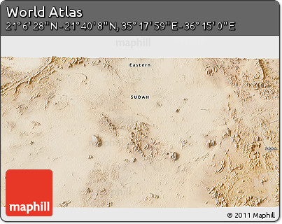 Satellite 3D Map of the Area around 21° 23' 18" N, 35° 46' 29" E