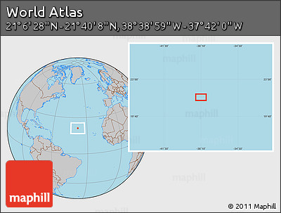 Gray Location Map of the Area around 21° 23' 18" N, 38° 10' 29" W