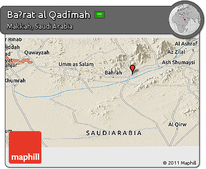 Shaded Relief Panoramic Map of Baḩrat Al Qadīmah