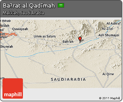 Shaded Relief Panoramic Map of Baḩrat Al Qadīmah