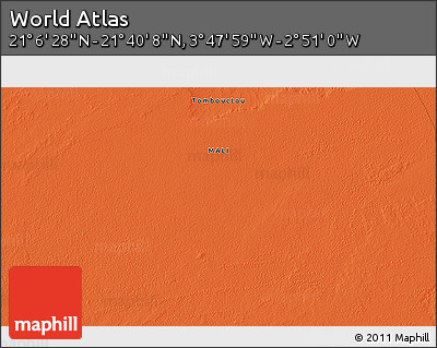 Political 3D Map of the Area around 21° 23' 18" N, 3° 19' 30" W