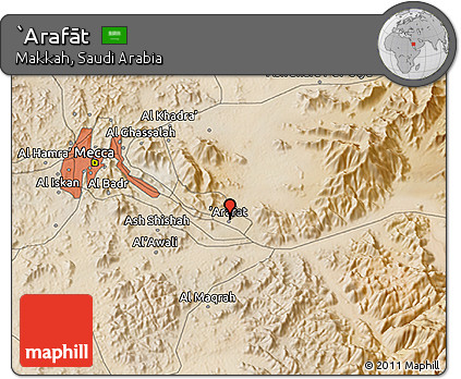 Satellite 3D Map of `Arafāt