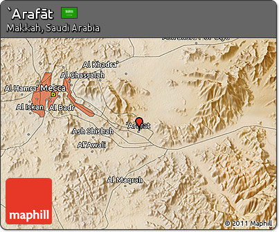 Satellite 3D Map of `Arafāt