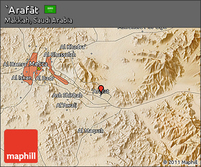 Satellite 3D Map of `Arafāt