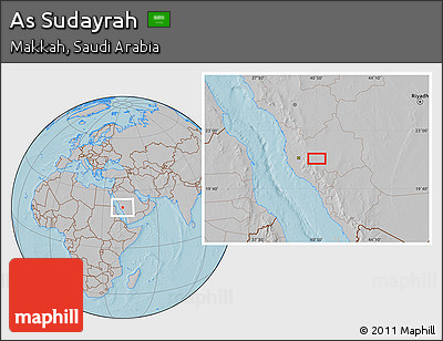Gray Location Map of As Sudayrah, hill shading