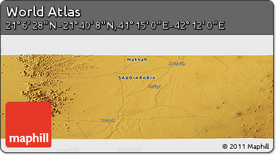 Physical Panoramic Map of the Area around 21° 23' 18" N, 41° 43' 30" E