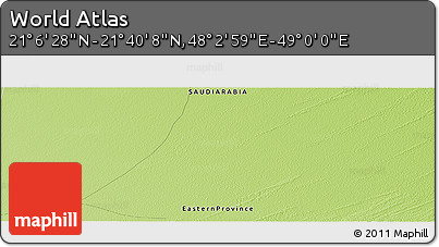 Physical Panoramic Map of the Area around 21° 23' 18" N, 48° 31' 29" E
