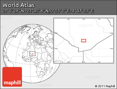 Blank Location Map of the Area around 21° 23' 18" N, 4° 19' 30" E