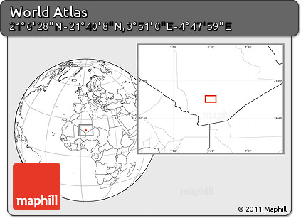 Blank Location Map of the Area around 21° 23' 18" N, 4° 19' 30" E
