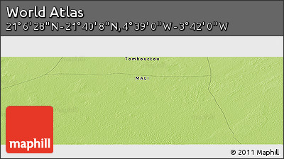 Physical Panoramic Map of the Area around 21° 23' 18" N, 4° 10' 30" W