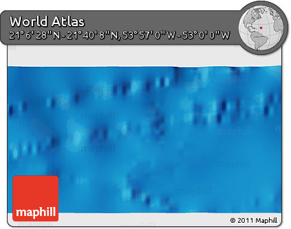 Physical 3D Map of the Area around 21° 23' 18" N, 53° 28' 30" W