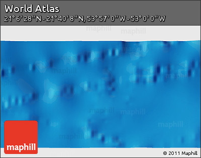 Physical 3D Map of the Area around 21° 23' 18" N, 53° 28' 30" W