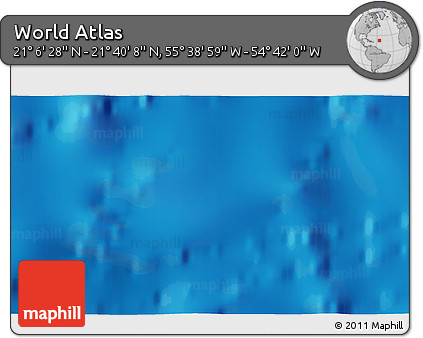 Shaded Relief 3D Map of the Area around 21° 23' 18" N, 55° 10' 29" W