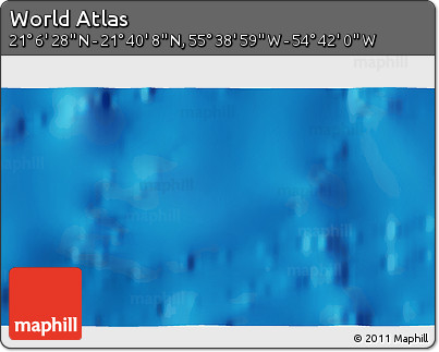 Shaded Relief 3D Map of the Area around 21° 23' 18" N, 55° 10' 29" W