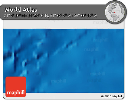 Physical 3D Map of the Area around 21° 23' 18" N, 61° 7' 30" W