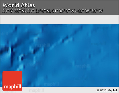 Physical 3D Map of the Area around 21° 23' 18" N, 61° 7' 30" W