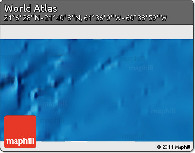 Physical 3D Map of the Area around 21° 23' 18" N, 61° 7' 30" W